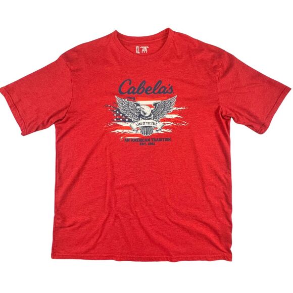 Cabela's Other - Cabelas Shirt Mens XL Red Patriotic Eagle Flag Graphic Tee Americana Outdoor Top